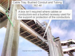 cable tray bushed conduit and tubing