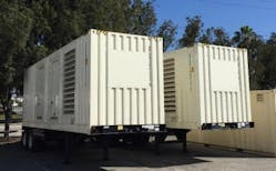 Photo 2. These two 800kW generators owned by the LAC EMS Agency are part of the fleet of twelve such mobile generators purchased collectively by LAC and the City of Los Angeles using FEMA funds.