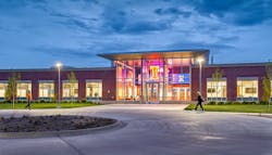 IMEG worked on this $30-million renovation and expansion of the Ubben Basketball Complex at the University of Illinois at Urbana-Champaign, which added 45,000 square feet and remodeled more than 8,300 square feet of existing space. The facility houses new office spaces, small group and recruiting areas, two new half courts in both men&rsquo;s and women&rsquo;s gym spaces, a two-story strength and conditioning room, expanded locker rooms and player lounges, and a state-of-the-art sports medicine area.