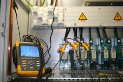 Fig. 2. Here&rsquo;s a typical meter installation that checks for power quality harmonics.