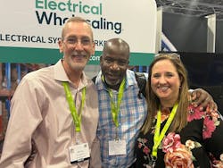 EC&amp;M Group Editorial Director Mike Eby (left), EC&amp;M Contributor and Subject Matter Expert Harold De Loach, founder of The Academy of Industrial Arts Training Center in Philadelphia (center), and EC&amp;M Editor-in-Chief Ellen Parson made the rounds on the show floor, identifying trends and key things to watch in the industry.