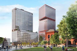 Drexel University and the Brandywine Realty Trust just broke ground on the $287-million, mixed-use West Tower that will be part of the $3.5-billion Schuylkill Yards development planned for the University City neighborhood of downtown Philadelphia.