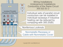 Fig. 1. Not all underground conductors of the same circuit have to be installed in the same raceway.